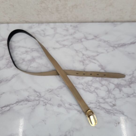 Nino Cerruti Gold Buckle Taupe Leather Belt - Picture 3 of 12